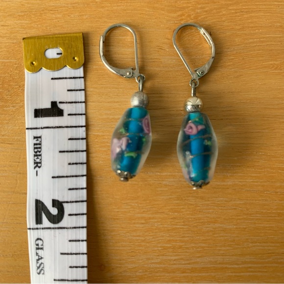 Translucent blue & green beaded bracelet with matching earrings - Picture 7 of 7